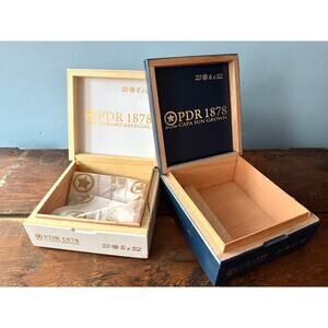 PDR 1878 Empty Wood Cigar Boxes | Set of 2